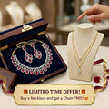 Rhodium plated & Jewellery Set in Maroon Red Colour