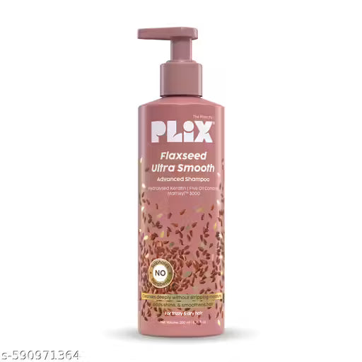 PLIX - THE PLANT FIX Flaxseed Ultrasmooth Advanced Shampoo | Plant Keratin PF &amp; Flaxseed Oil | For Smooth &amp; Shiny Hair | Paraben &amp; Sulphate Free | For Men &amp; Women | 200ml