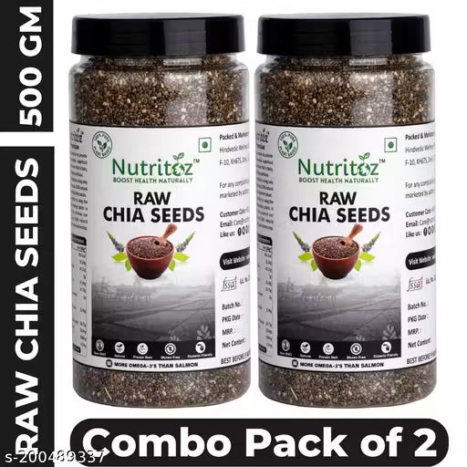 Nutritoz Chia Seeds for weight loss With Omega 3, Calcium, Fiber and Zinc Super food (250gm x2) 500gm