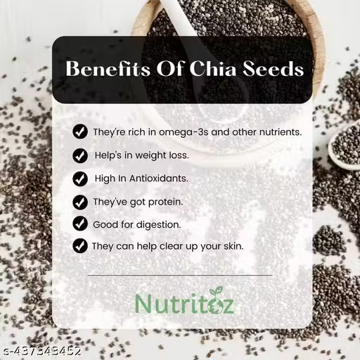Nutritoz - Chia Seeds for Weight Loss | Loaded with Omega-3, Calcium & Antioxidants Rich | 100% Natural & Clean | Combo Pack of 2 (50G X 2)