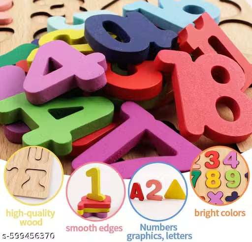 Wooden Alphabet Puzzles Numbers Count Board Blocks 3 Sets Game, Colorful ABC Lower Letters/Numbers/Shapes for Kids Toddlers Preschool Early Learning Educational Toys (Set of 3)