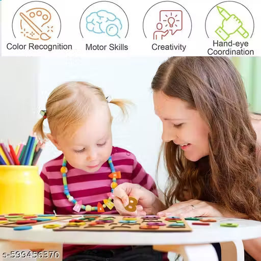 Wooden Alphabet Puzzles Numbers Count Board Blocks 3 Sets Game, Colorful ABC Lower Letters/Numbers/Shapes for Kids Toddlers Preschool Early Learning Educational Toys (Set of 3)
