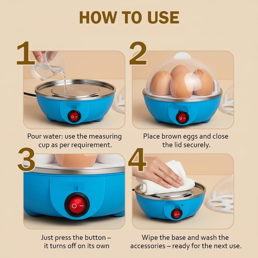 Electric Egg Boiler and Omelette Maker | 2-Layer Egg Cooker | Portable Egg and Milk Boiler | 14 Egg Capacity | Automatic Off