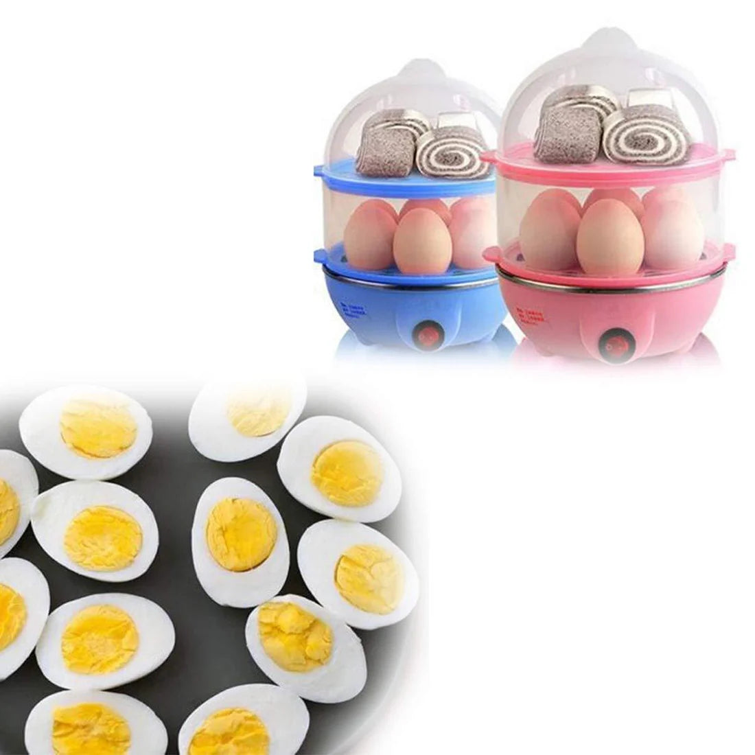 Double Layer Egg Boiler Electric Automatic Off 14 Egg Poacher for Steaming, Cooking, Boiling and Frying, (Multi Color, 350 Watts)
