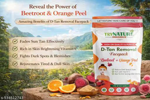 4 Combo Packs Of Instant Glow, D-Tan Removal, Skin Brightening & Refreshing| Blend of Beetroot, Orange Peel, Chandan, Hibiscus & Rose | DIY Face Pack Powder for Skin Whitening | All Skin Types (280g)