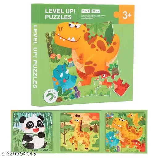 3-in-1 Kids Magnetic Puzzle Board | Animal Theme Educational Toy