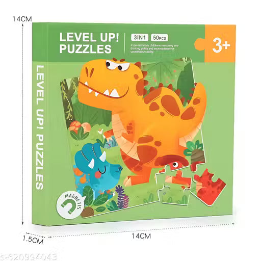 3-in-1 Kids Magnetic Puzzle Board | Animal Theme Educational Toy