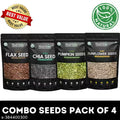 Raw Chia Seeds, Flax Seeds, Pumpkin Seeds, and Sunflower Seeds combo Pack of 4 (50gm EACH) for Weight Loss, Strong Bones, Hair growth with Omega 3, Fiber, Calcium, Magnesium, Iron, and Zinc - 50GM Each Combo Pack (Total 200gm)