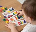 Reading &amp; Spelling Learning Toy, Wooden Letters Flash Cards Sight Words Matching ABC Alphabet Recognition Game Preschool Educational Tool Set for 3 4 5 Years Old Boys and Girls Kids
