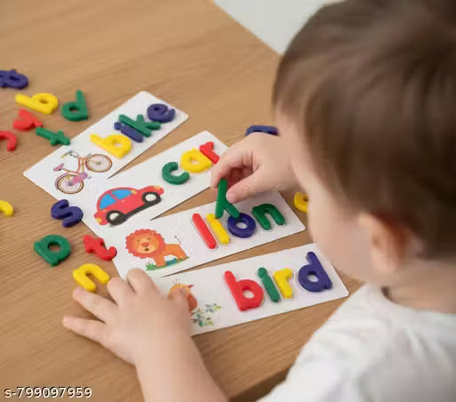 Reading &amp; Spelling Learning Toy, Wooden Letters Flash Cards Sight Words Matching ABC Alphabet Recognition Game Preschool Educational Tool Set for 3 4 5 Years Old Boys and Girls Kids