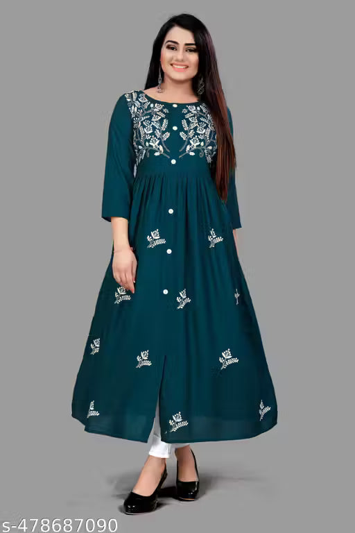 Kurti for women in rayon Embroiderd fabric| kurti and | MOST DEMAND KURTI| Embroiderd Kurti rayon Kurtis